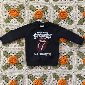 Baby Rolling Stones long sleeve, 3-6 months, black with band logo